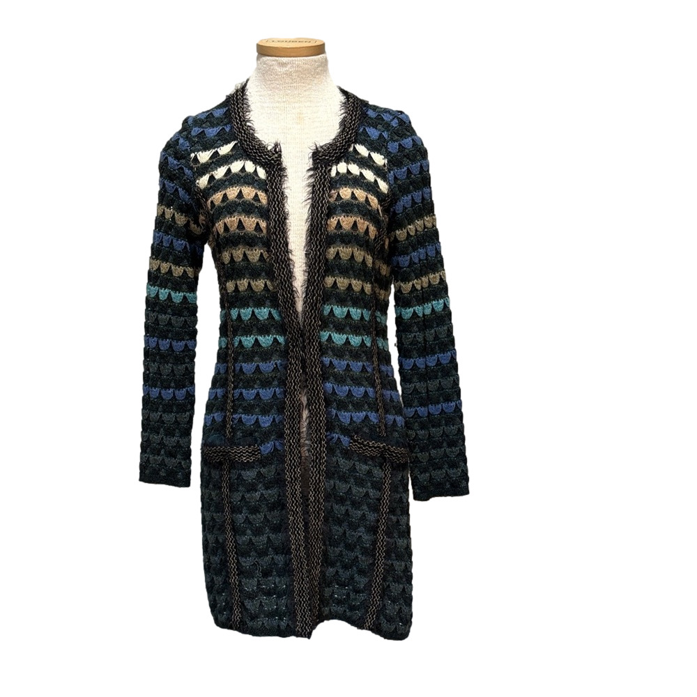Nic + Zoe sz S multi colored open front long length cardigan